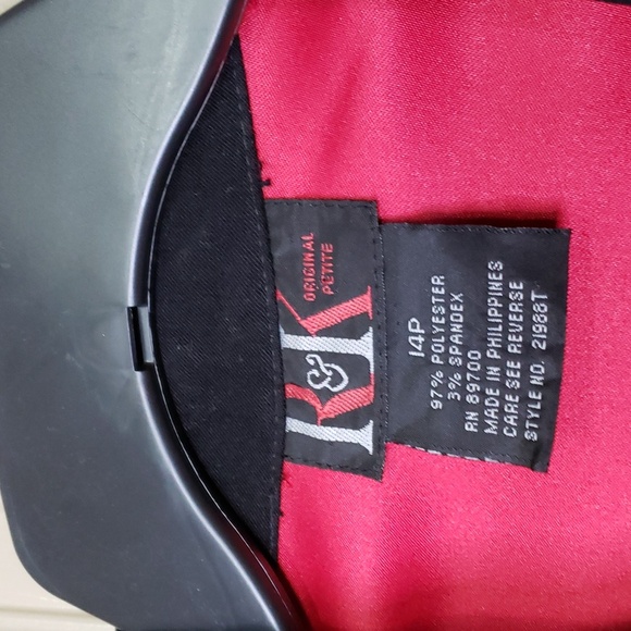 NWT R & K Red and black button down long sleeve blazer jacket size 14 petite - Picture 4 of 6